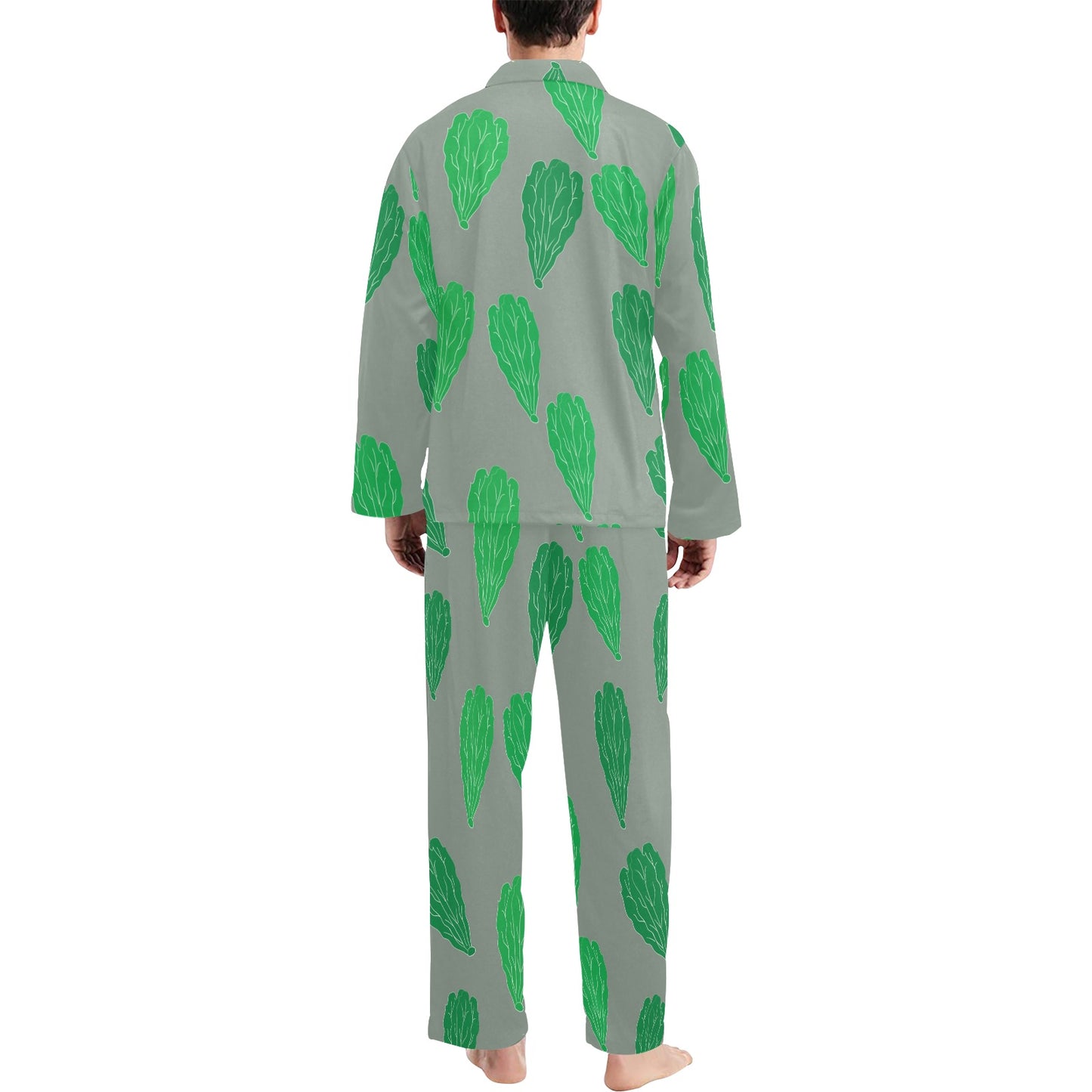 Lettuce Pattern Print Design 02 Men's Long Pajama Set