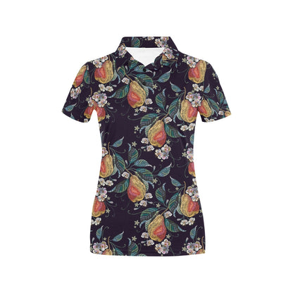 Pear Pattern Print Design PE02 Women's Polo Shirt