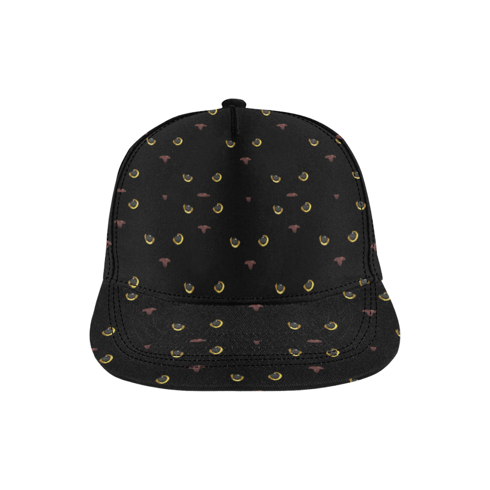 Black Cat Face Print Pattern Snapback Cap