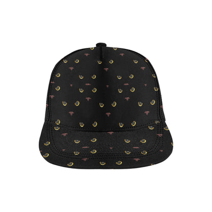 Black Cat Face Print Pattern Snapback Cap