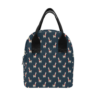 Llama with Polka Dot Themed Print Insulated Lunch Bag