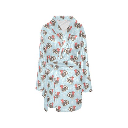 Turkey Print Design LKS403 Women's Fleece Robe