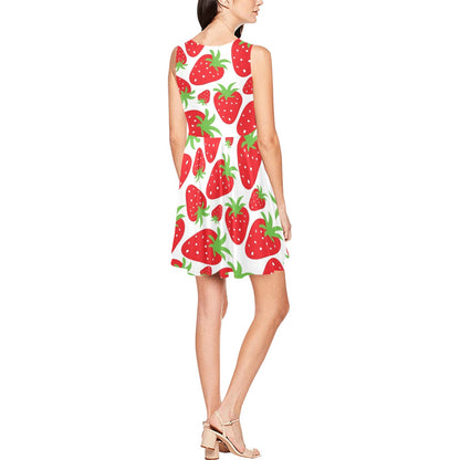 Strawberry Pattern Print Design SB01 Sleeveless Dress