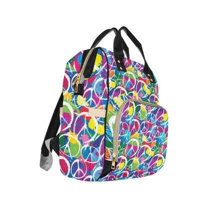 Peace Sign Colorful Pattern Print Design A02 Diaper Bag Backpack