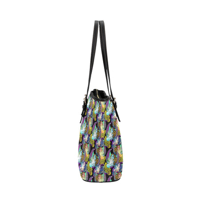 Unicorn With Wings Print Pattern Leather Tote Bag