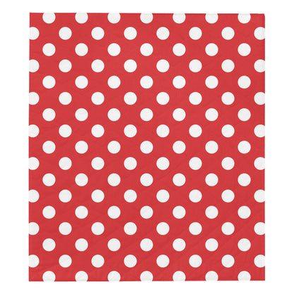 Polka Dot Red Pattern Print Design 04 Premium Quilt