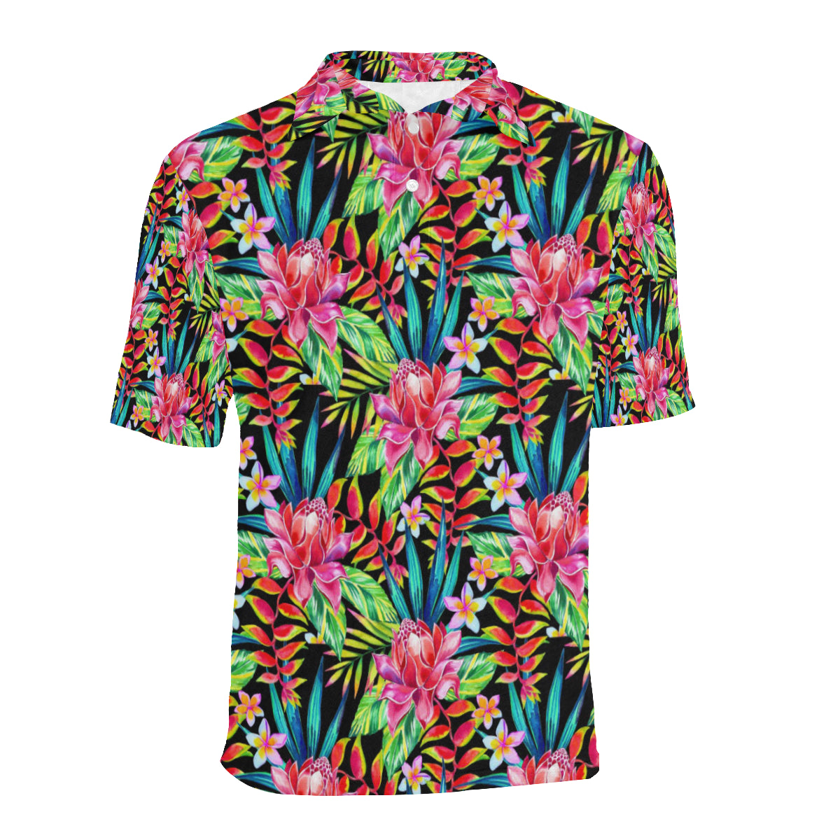 Heliconia Pattern Print Design HL02 Men Polo Shirt