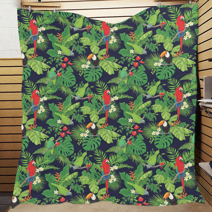 Rainforest Parrot Pattern Print Design A03 Premium Quilt