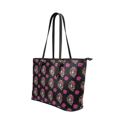 Day of the Dead Makeup Girl Leather Tote Bag