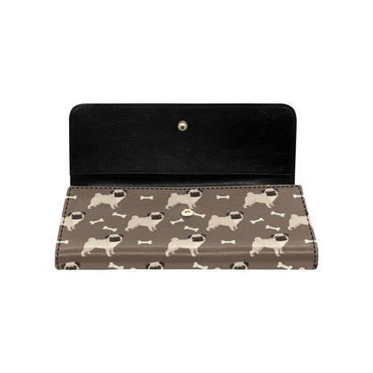 Pug Pattern Print Design A02 Women's Trifold Wallet