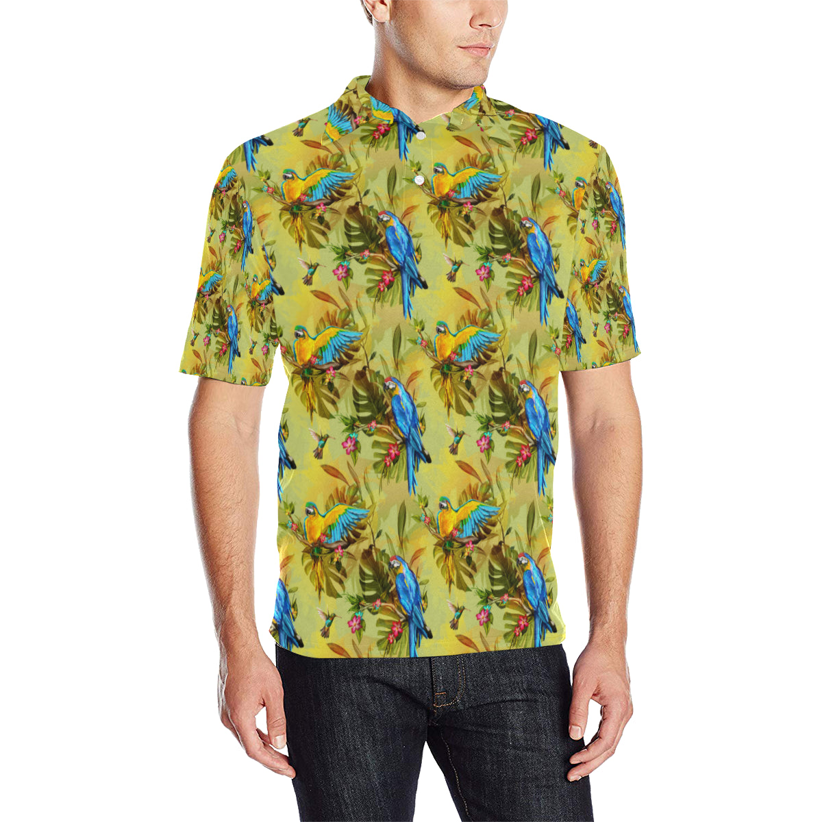 Parrot Pattern Print Design A02 Men Polo Shirt