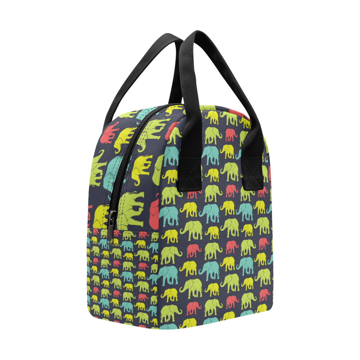 Elephant Neon Color Print Pattern Insulated Lunch Bag