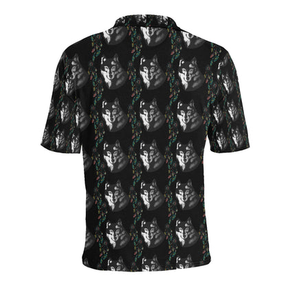 Wolf Black Dream Catcher Design Print Men Polo Shirt