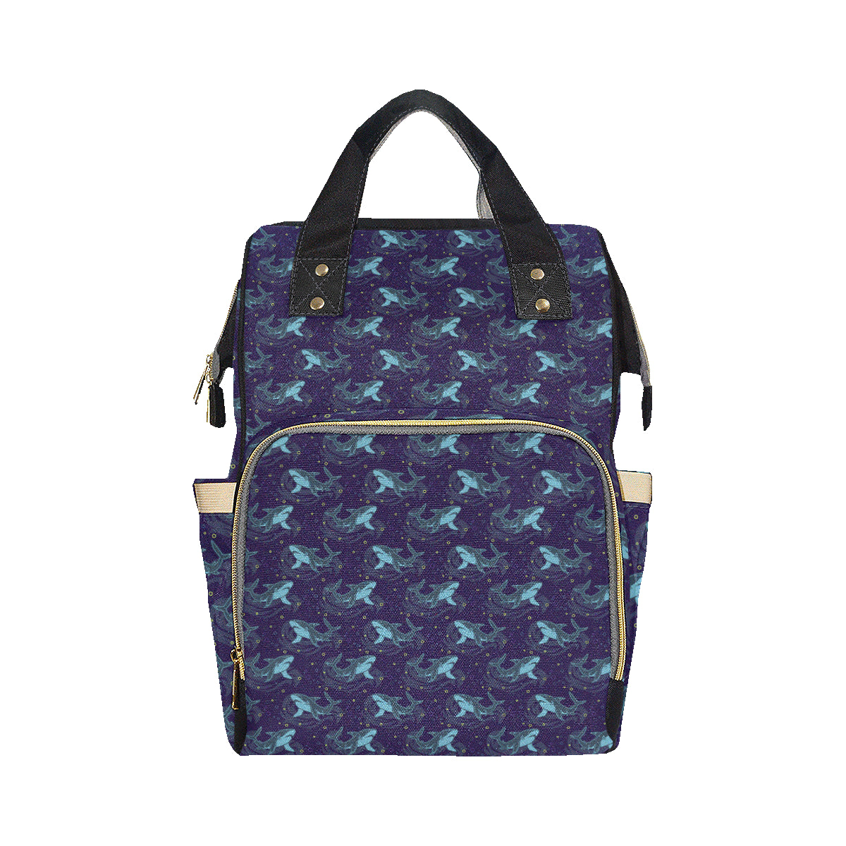 Shark Themed Print Diaper Bag Backpack