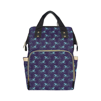 Shark Themed Print Diaper Bag Backpack