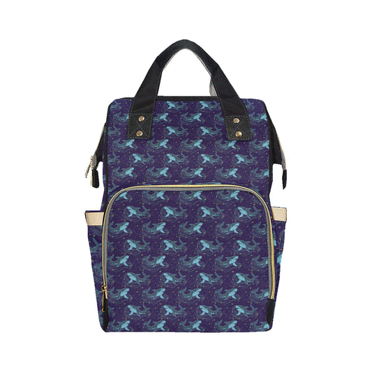 Shark Themed Print Diaper Bag Backpack
