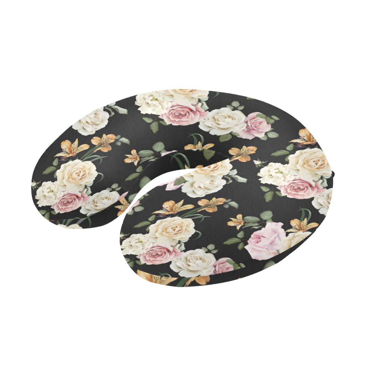 Rose Pattern Print Design A01 U-Shaped Travel Neck Pillow