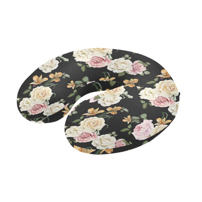 Rose Pattern Print Design A01 U-Shaped Travel Neck Pillow
