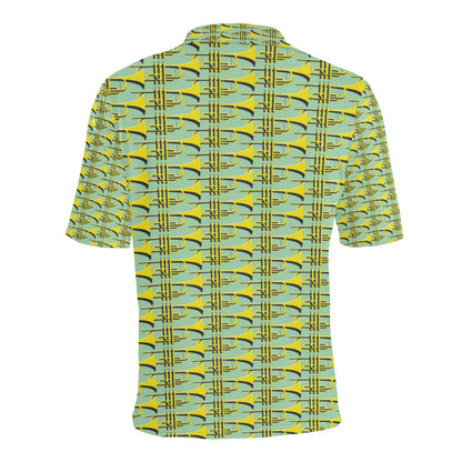 Trumpet Vintage Design Print Men Polo Shirt