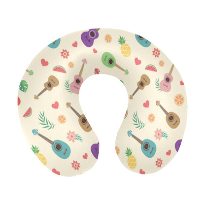 Ukulele Pattern Print Design 01 U-Shaped Travel Neck Pillow