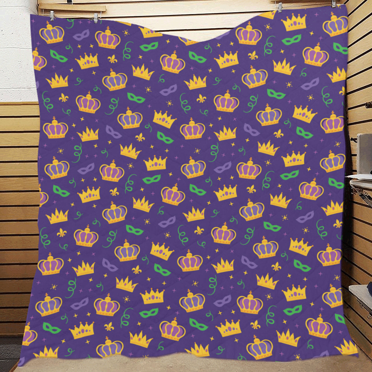 Mardi Gras Pattern Print Design 03 Premium Quilt