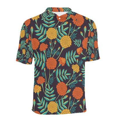 Marigold Pattern Print Design MR01 Men Polo Shirt