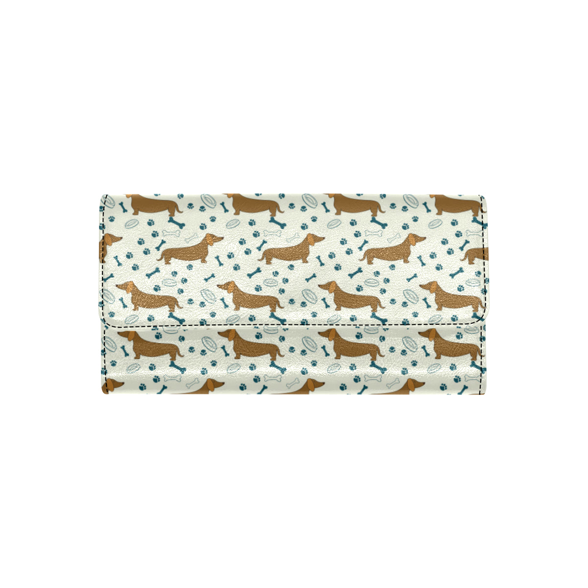 Dachshund Pattern Print Design 01 Women's Trifold Wallet