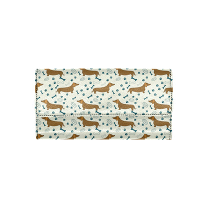 Dachshund Pattern Print Design 01 Women's Trifold Wallet
