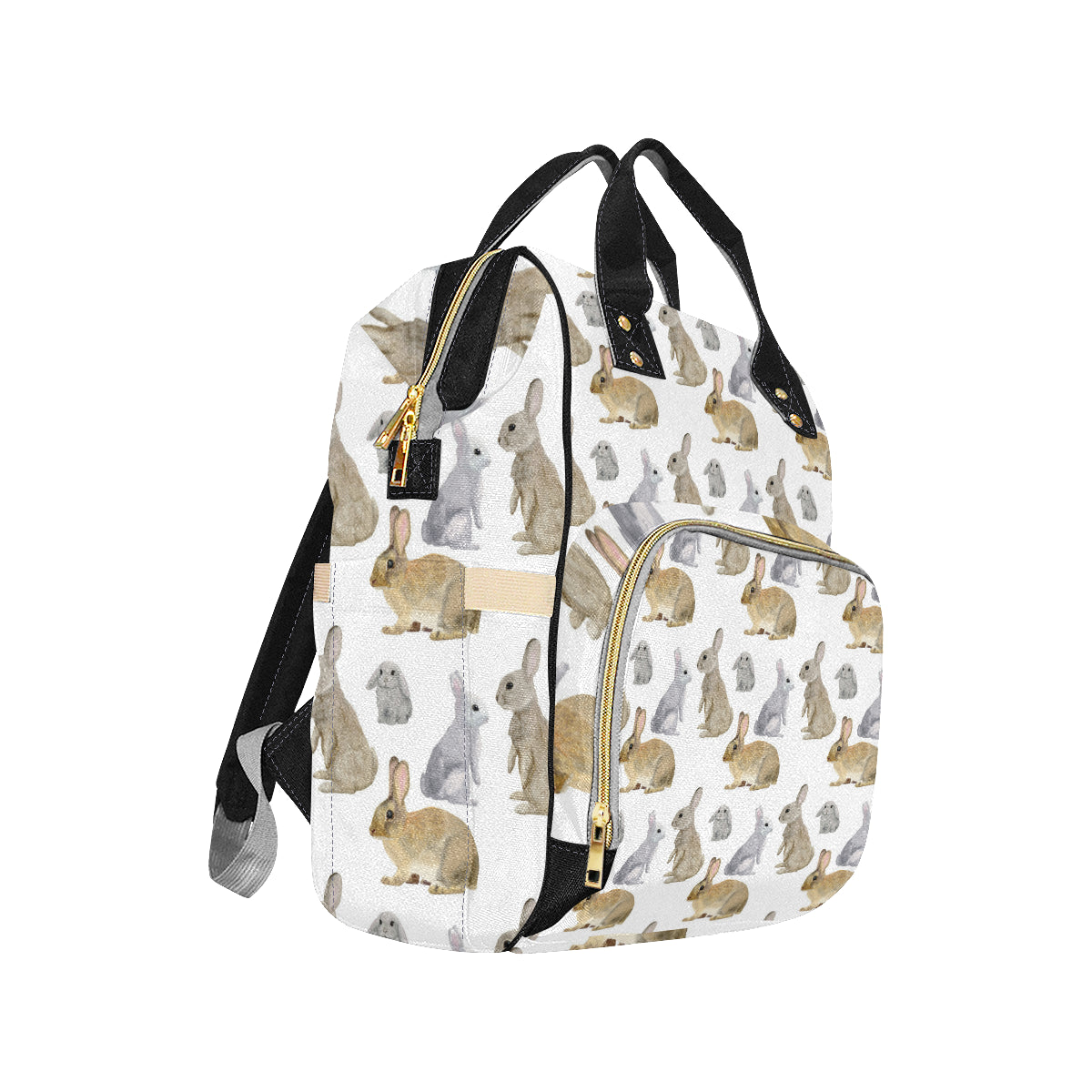 Rabbit Pattern Print Design 02 Diaper Bag Backpack