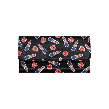 Lipstick Pattern Print Design LT01 Women's Trifold Wallet