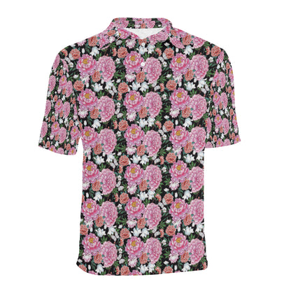 Dahlia Pattern Print Design 02 Men Polo Shirt