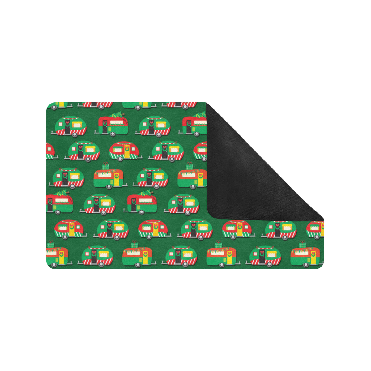Camper Camping Christmas Themed Print Rubber Doormat