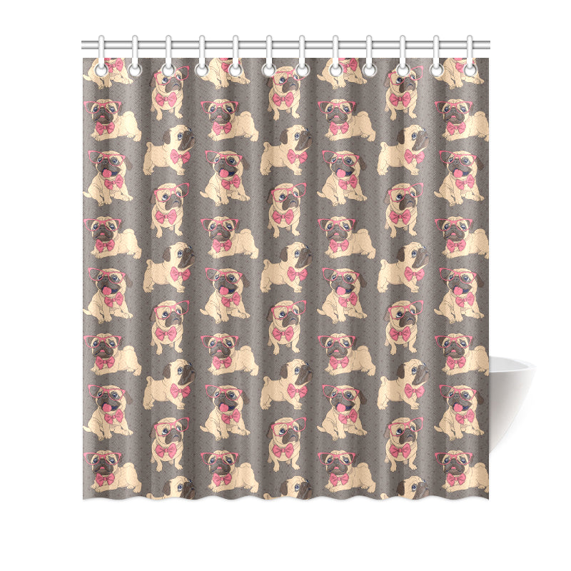 Pug Pattern Print Design A05 Shower Curtain