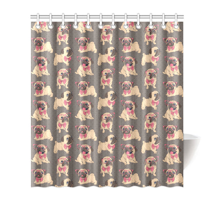 Pug Pattern Print Design A05 Shower Curtain