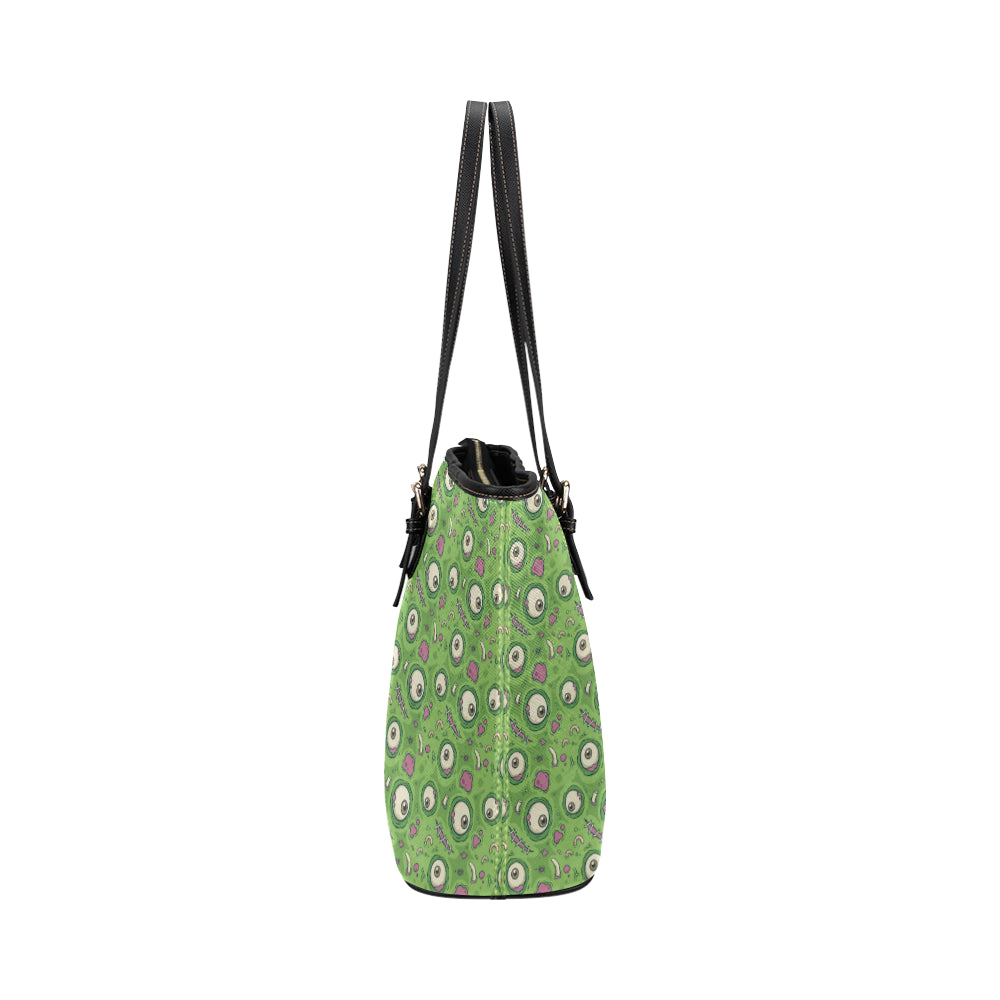 Zombie Eyes Design Pattern Print Leather Tote Bag