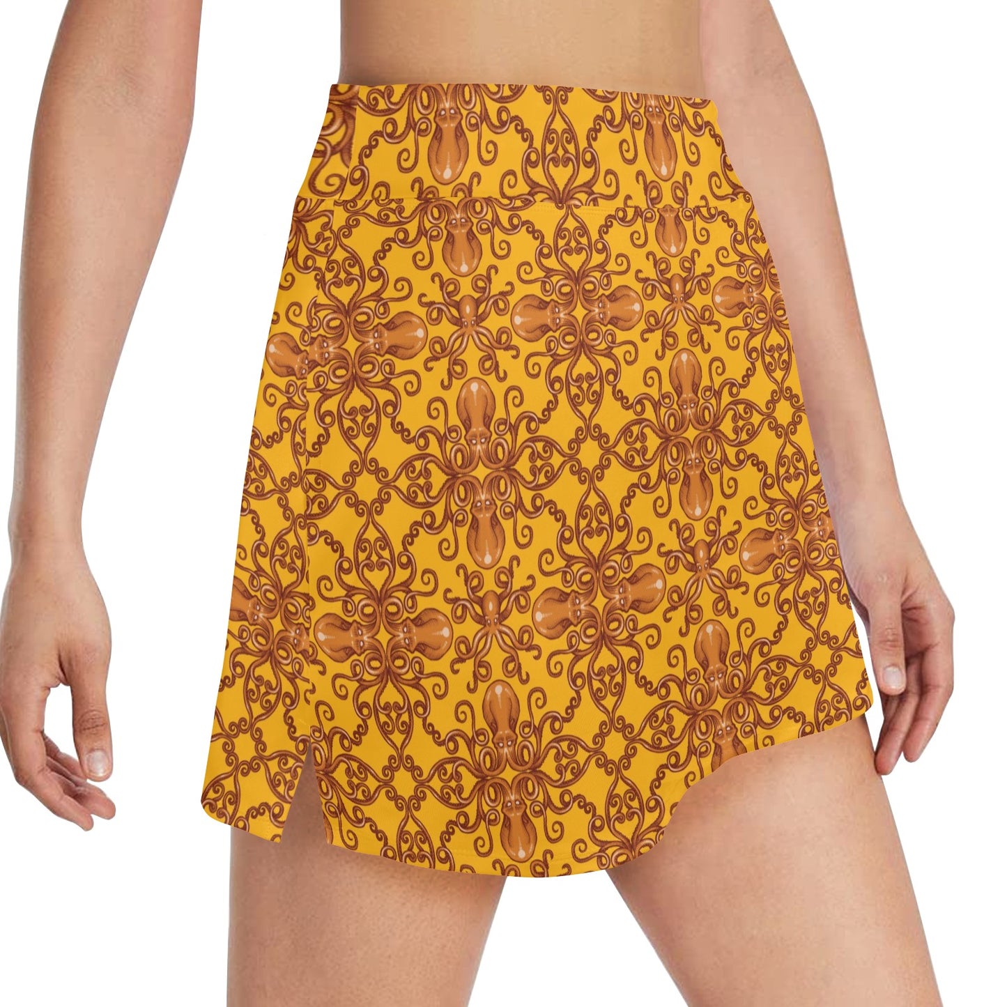 Octopus Background Design Print 17" Golf & Pickleball Skort with Pockets