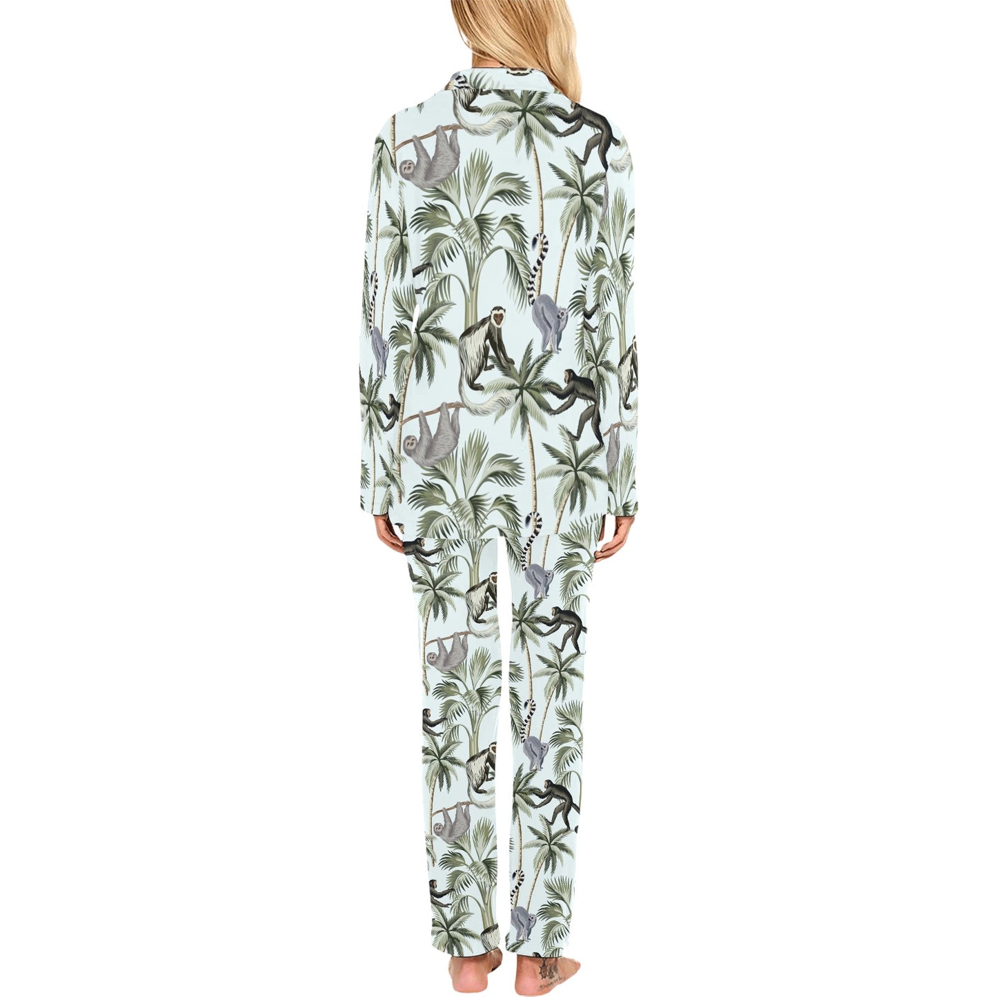 Rainforest Pattern Print Design RF04 Women's Long Pajama Set