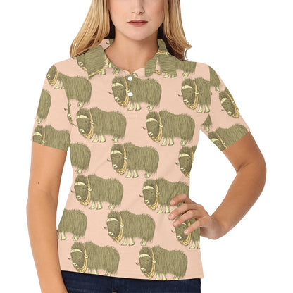 Yak Pattern Print Design 01 Women's Polo Shirt