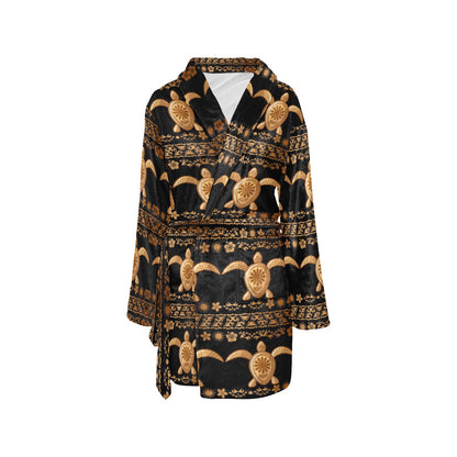 Tribal Sea turtle Polynesian Hawaiian Women's Fleece Robe
