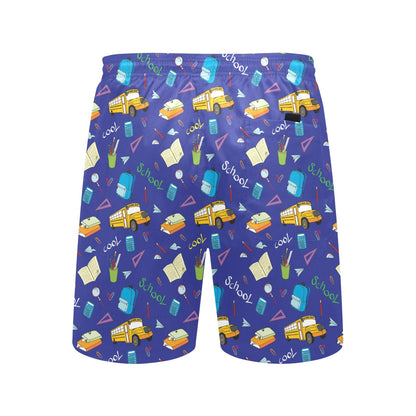 School Bus Print Design LKS307 Men's Swim Trunks Beach Shorts