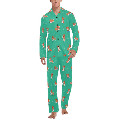 Basenji Pattern Print Design 02 Men's Long Pajama Set