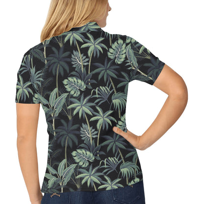 Rainforest Pattern Print Design RF02 Women's Polo Shirt