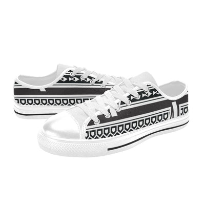 Samoan Style Print Design LKS305 Women's White Low Top Shoes