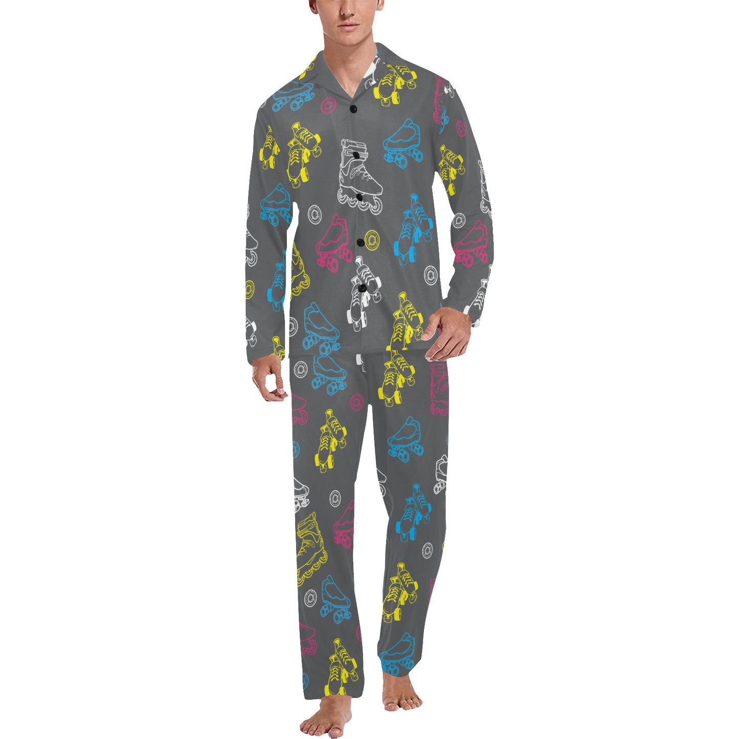 Roller skate Pattern Print Design A02 Men's Long Pajama Set