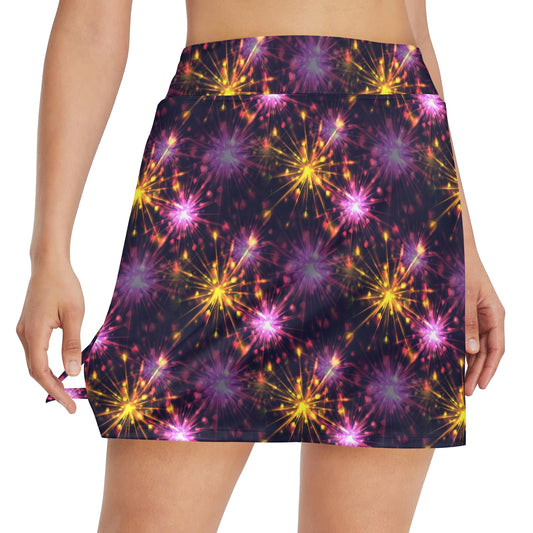 Firework Print Design LKS303 17" Golf & Pickleball Skort with Pockets