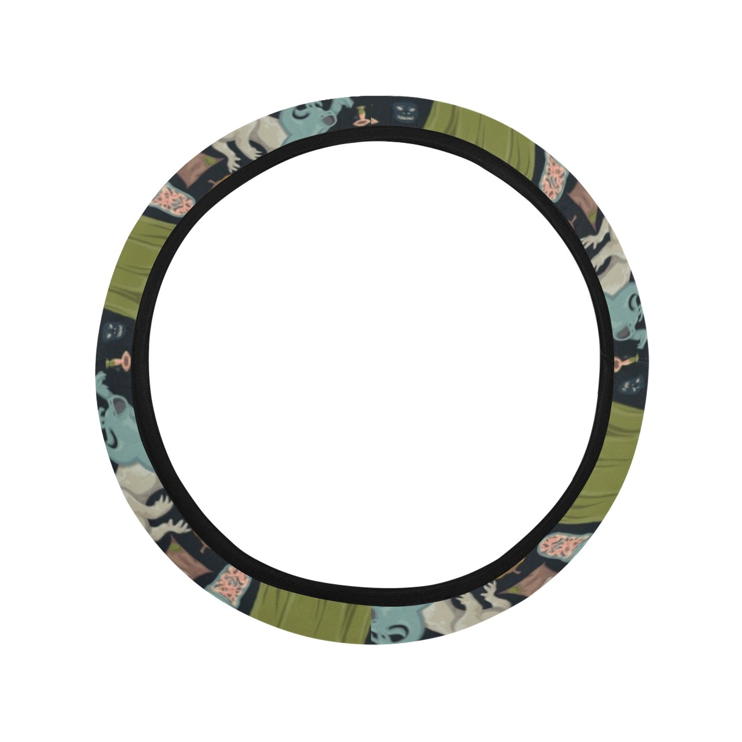 Creepy Halloween Print Design LKS304 Steering Wheel Cover with Elastic Edge