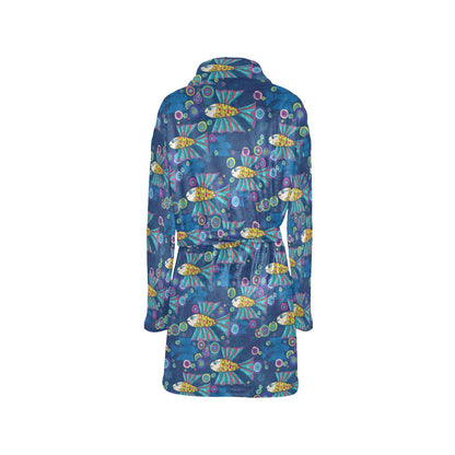 Flying Fish Pattern Print Design 01 Women's Fleece Robe