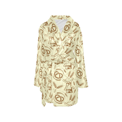 Agricultural Windmills Print Design 03 Women's Fleece Robe