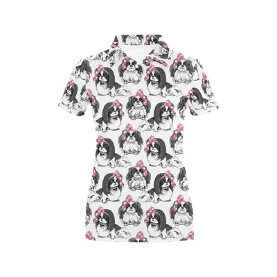 Japanese Chin Pattern Print Design 01 Women's Polo Shirt