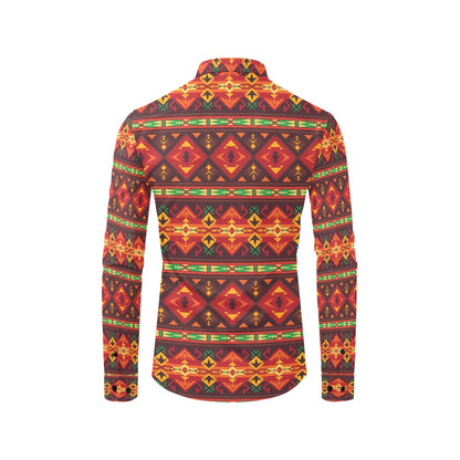 Southwest Pattern Print Design LKS309 Men's Long Sleeve Dress Shirt